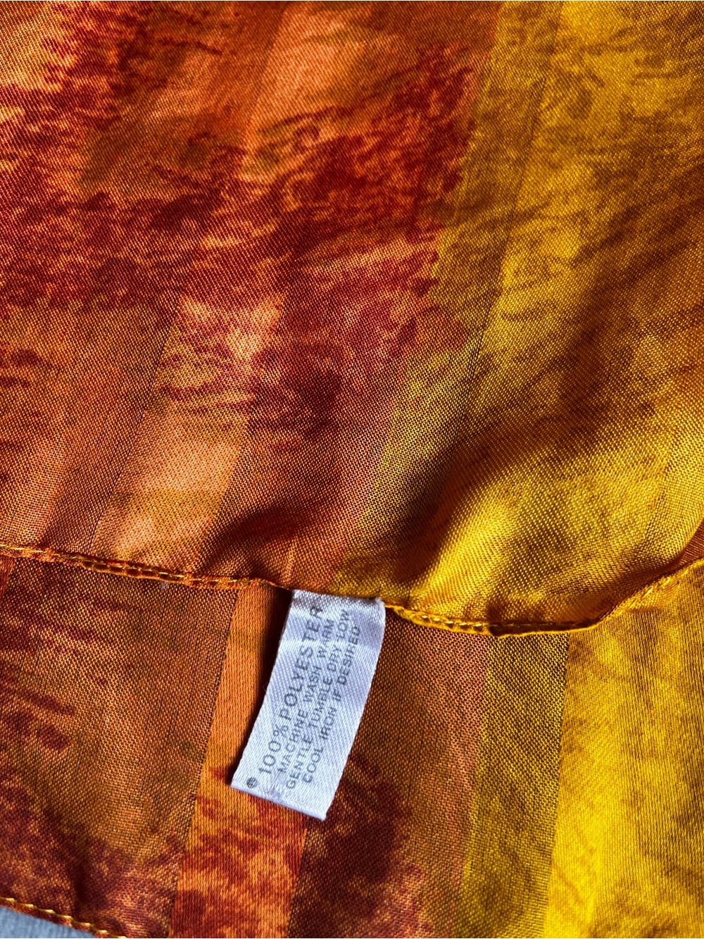 Vibrant Yellow & Burnt Orange Satin Scarf - Picture 3 of 5